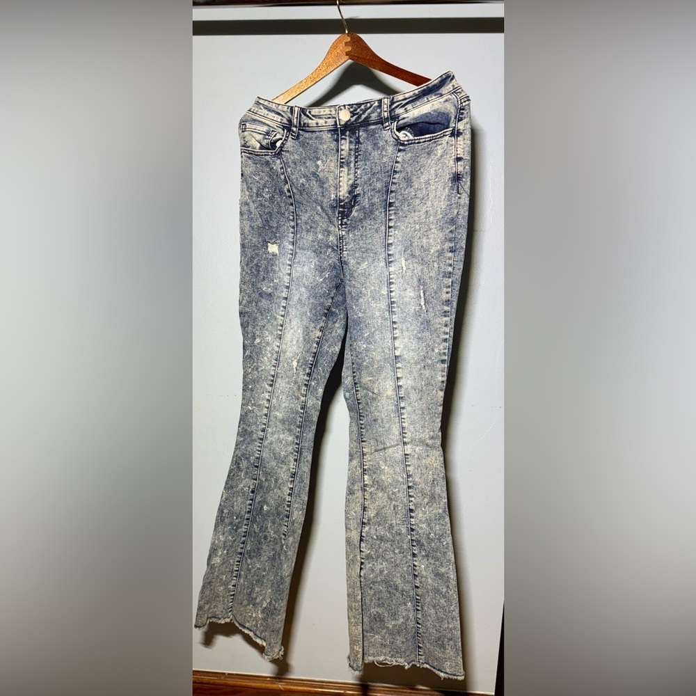 Y2K Acid Wash Flare Jeans